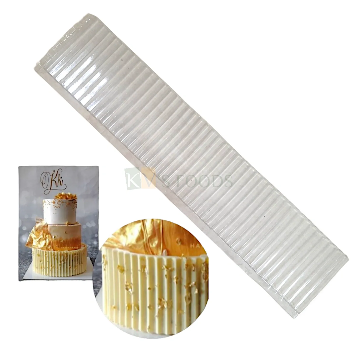 1 PC Transparent Clear Origami Wave 01 Design  Chocolate Transfer Sheet Size 19.5 x 4.5 Inch Lace Cake Side Decorating Tools Straight Lines Origami Cake Border Mould, Cake Decor Tool, Embossing Mould