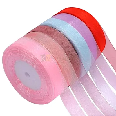 1 PC in Multiple Colours Chiffon Organza Satin Ribbons Rolls Width 1 Inch 33 to 35 Meter Long for Gift Bow Packing Wrapping Candy Cakes Chocolate Christmas Tree Birthday Wedding Decorations