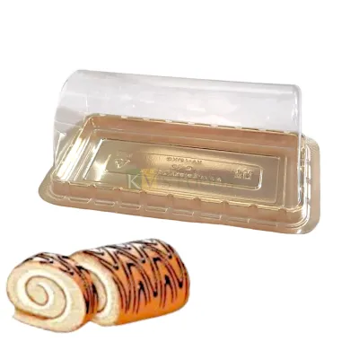 5 PCS Golden Transparent Swiss Roll Box with Lid Size 6 x 3.2 Inch, Height 3 Inch Tray for Cookies, Chocolates Doughnuts, Finger Food Bakery Pacakging DIY Mini Gift box, Festivals Sweets Laddo Packing