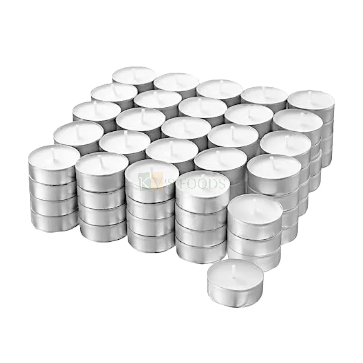 50PCS White Paraffin Tealight Wax Candles Set, Kids Girls, Boys, Childrens Happy Birthday Decoration Candle Wedding, Bridal Shower Party, Love, Valentines Day Celebrations DIY Cupcake Decorations