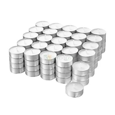 50PCS White Paraffin Tealight Wax Candles Set, Kids Girls, Boys, Childrens Happy Birthday Decoration Candle Wedding, Bridal Shower Party, Love, Valentines Day Celebrations DIY Cupcake Decorations
