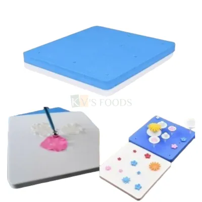 2 PCS Blue White Square 12 Holes Foam Pad Size 7.7 x 7.7 Inch Sponge Pad Sugar Flowers Modeling Tools Fondant Shaping Mat, Modeling Drying Foam Set Kitchen Tool Sugar Flower Gum Chocolate Clay Tool