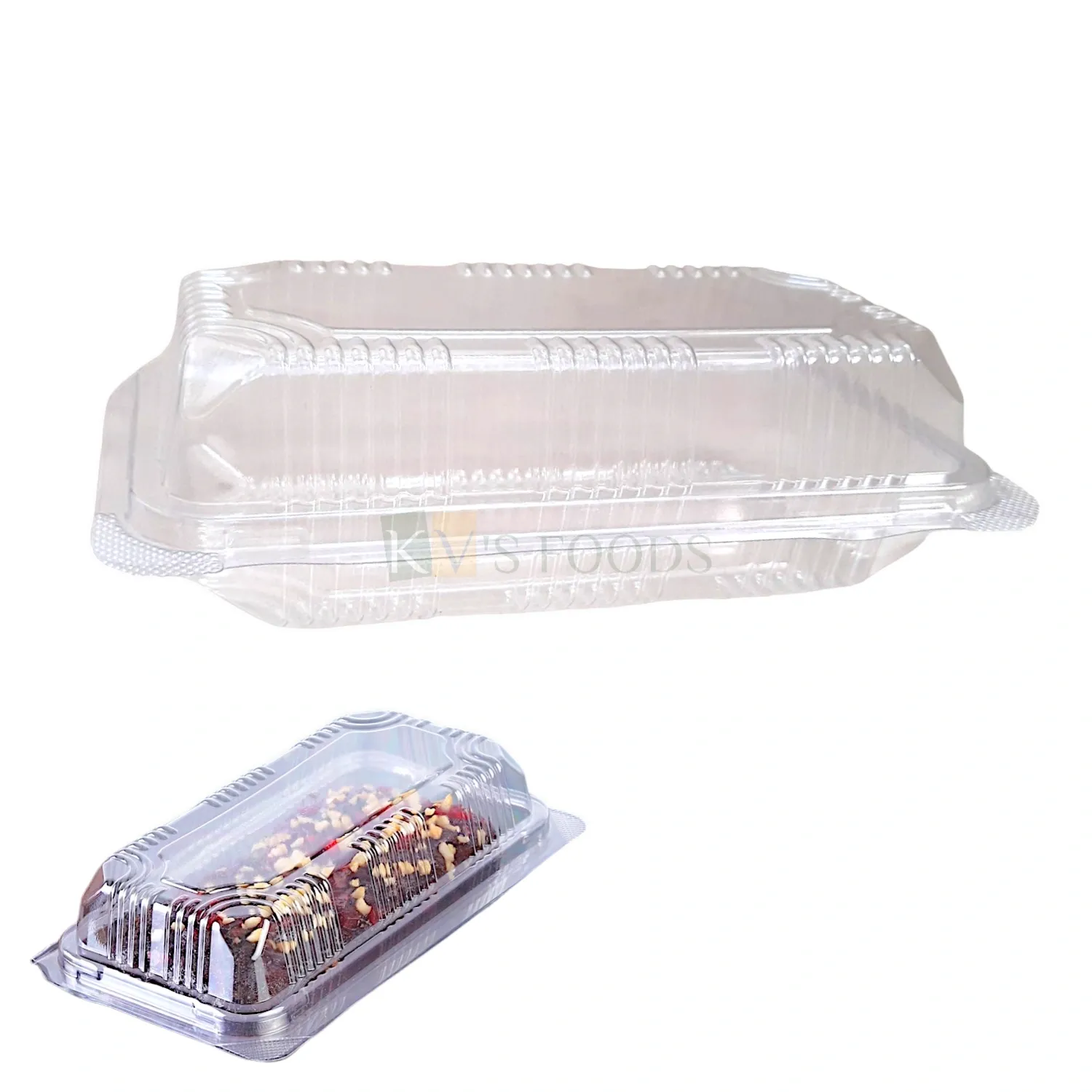 5 PCS (P-Oracle 1441) Size 6.3 x 4 Inch, Height 2.5 Inches Capacity ~500 ML Rectangle Hinged Pastry Packaging Container with Dome Lid Bakery Transparent Deep Food Fruit Cake Show Bowl Clamshell Box