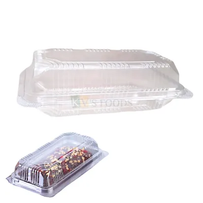 5 PCS (P-Oracle 1441) Size 6.3 x 4 Inch, Height 2.5 Inches Capacity ~500 ML Rectangle Hinged Pastry Packaging Container with Dome Lid Bakery Transparent Deep Food Fruit Cake Show Bowl Clamshell Box