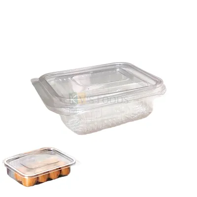 10 PCS (P-Oracle 1413) Size 3.7 x 3.2 Inch Height 1.4 Inch Capacity ~100 ML Rectangle Small Hinged 1 Brownie Packaging Container with Flat Lid Bakery Transparent Deep Pastry Show Bowl Clamshell Box