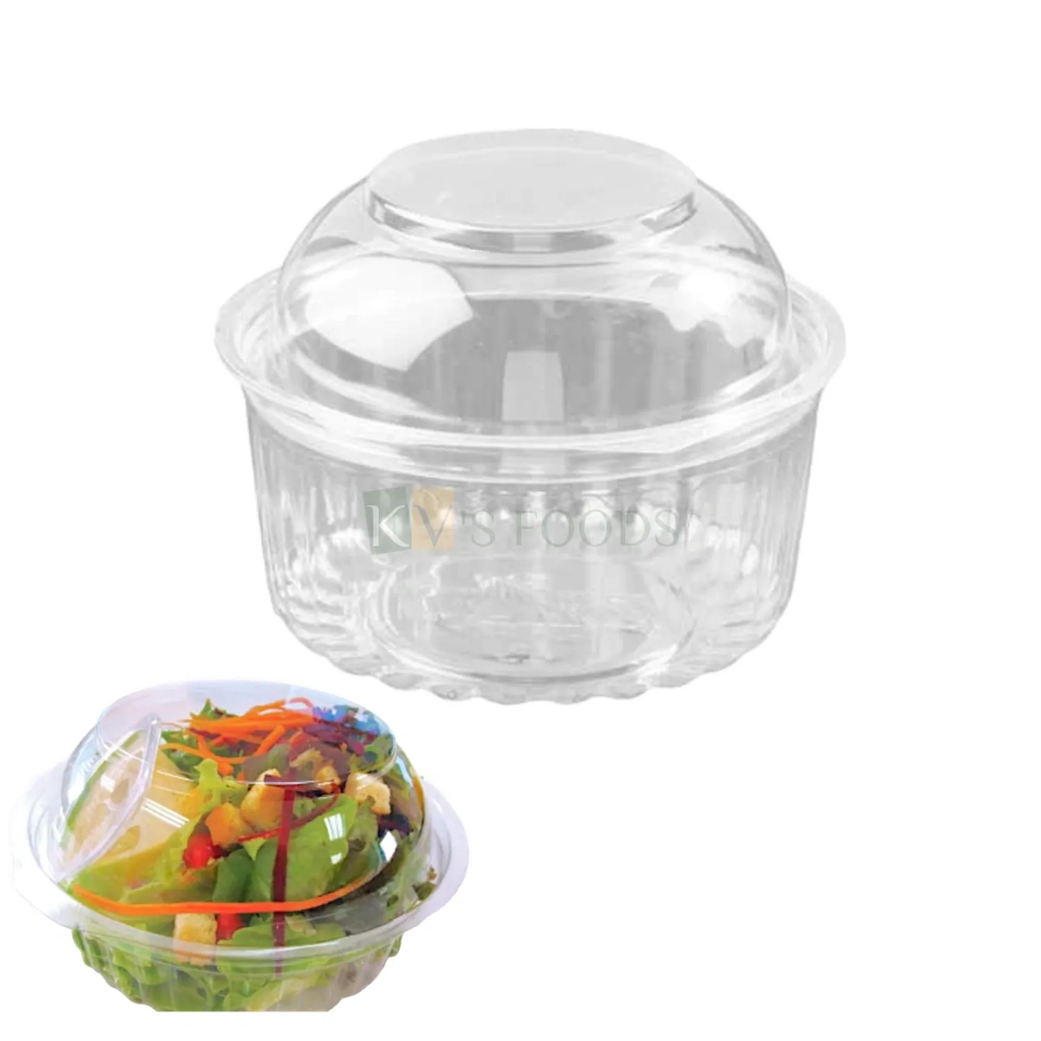 5 PCS Size 4 x 4 Inches, Height 3.5 Inches Capacity ~150 ML/16 Oz  Hinged Food Packaging Container with Dome Lid Bakery Small Round Transparent Deep Circle Fruit Box Show Bowl Clamshell Container