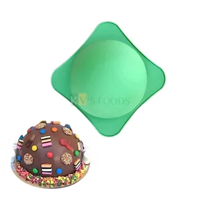 1PC Small Size Diameter 4.5 Inch Capacity ~ 250 Gm, Green Silicone Half Semicircle Pinata Ball Mould  Chocolate Mould, Spherical Dome Smooth Mold Bombshell Surprise Cake Mold Planet Satellite Theme