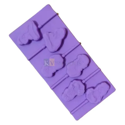 1 PC Purple Silicon 6 Cavity Hollow Disney Princess Lollipop Chocolate Garnishing Moulds Cakesicles Jelly Sugar-craft, Cake Dessert Insert, Ice Cream Candy, Fondant, DIY Cake Decorations