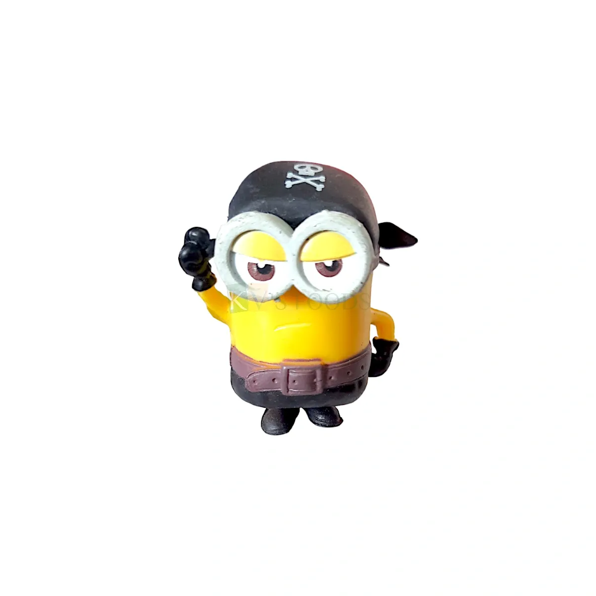 1PC Yellow Standing Miniature Pirate Minions with Hat Skull and Crossbones Toys Action Figure Cartoon Anime Cake Topper Figurine, Kids Happy Birthday Theme Cartoon Characters DIY Cake Decorations