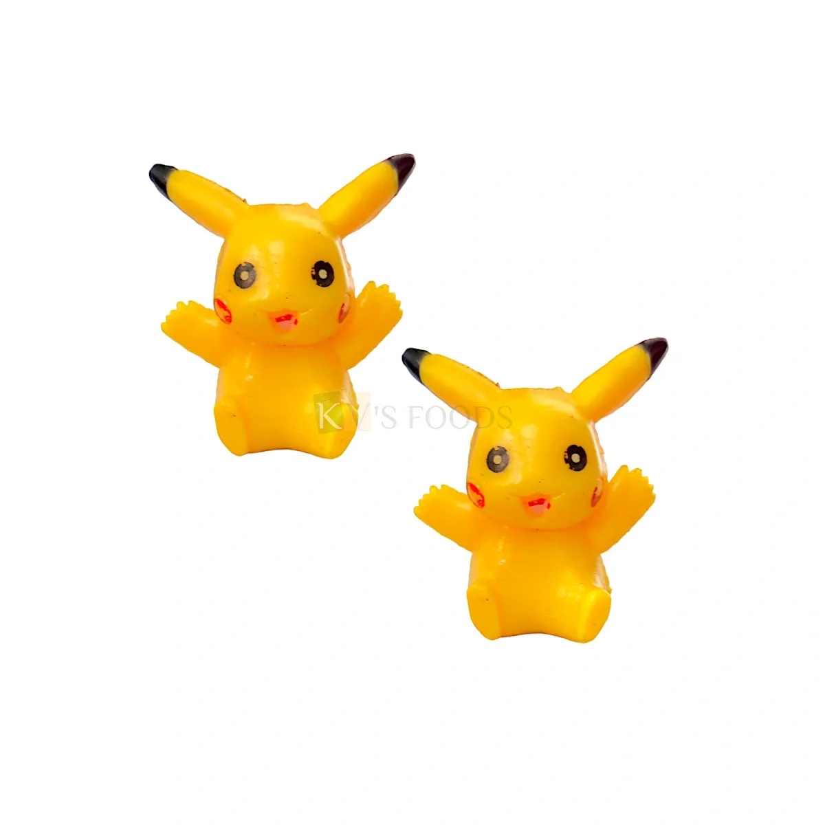 2PCS Yellow Cute Sitting Pokemon Pikachu Toys Action Figure Cartoon Anime Cake Topper Doll Kids Room Decor Figurine Kids Girls Happy Birthday Theme Cartoon statue Characters DIY Cake Decoration