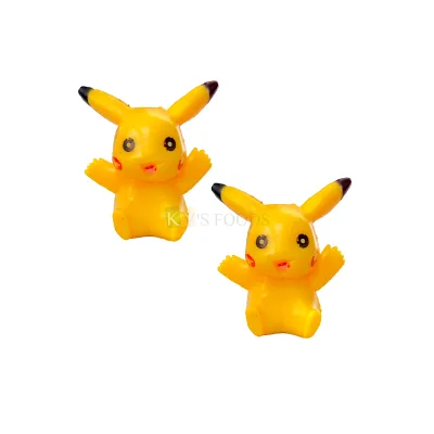 2PCS Yellow Cute Sitting Pokemon Pikachu Toys Action Figure Cartoon Anime Cake Topper Doll Kids Room Decor Figurine Kids Girls Happy Birthday Theme Cartoon statue Characters DIY Cake Decoration