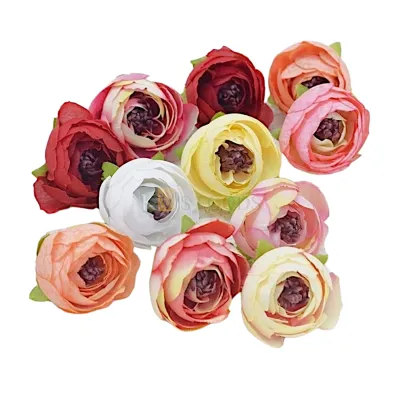 5 PCS Small Non-Edible Rose Poeny Flower Length 1.7 Inch in Multicolor for Birthday Wedding Anniversary Engagement Christmas Cake Cupcake Function Decorations DIY Crafts Wall Home Hair Accessory Decor