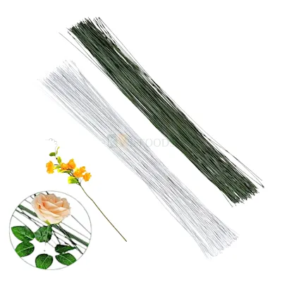 Floral Wire 12 Inch Long Dark Green 22 Gauge and White 24 Gauge, Florist Flower Wire Sticks Stems, Wire for Crafts Bouquet Stem Wrapping Wreath Making Supplies Flower Arrangement Supplies Decorations