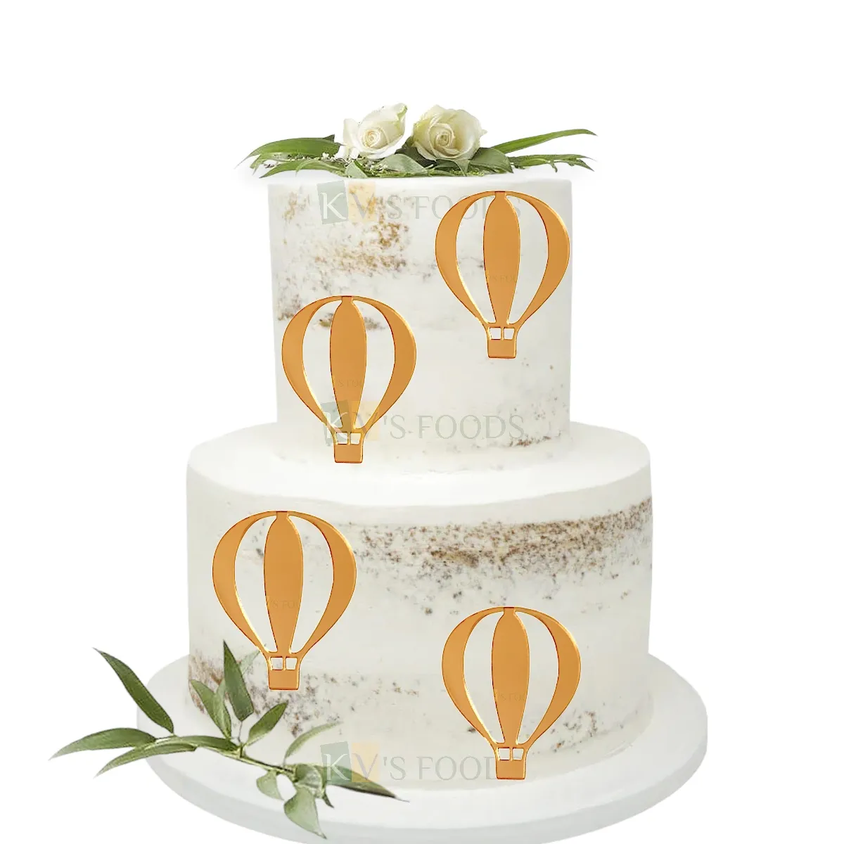 1PC Golden Acrylic Shiny Glass Finish Parachute Balloons Theme Cake Topper Side Cake Topper, Kids Children&#39;s Happy Birthday Cake Toppers 2 Tier 3 Tier Cakes Toppers DIY Cake Decorations