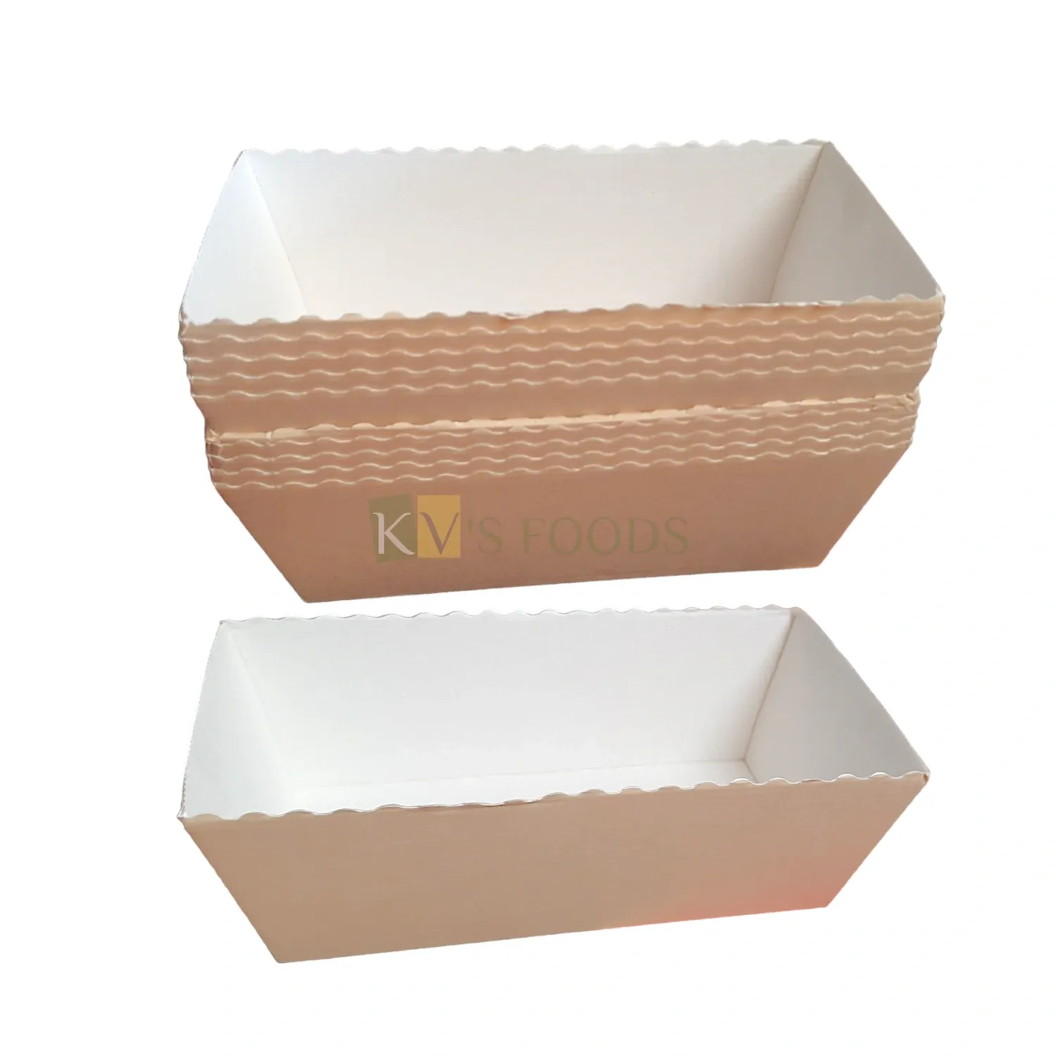 10 PCS Size 6.3 x 4 Inch, Height 2.3 Inch Capacity ~500 ML Bake and Serve Rectangle Cream Colour Big Loaf Cake Paper Mould Disposable Gift Tray Bakeable EcoFriendly Bakeware Mold for Plum Cake