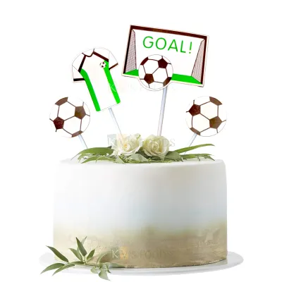 1PC Paper Multicoloured Football Set Cake Topper, Kids Sports Cake Topper Football Player Birthday Party World Cup Football Cake Toppers Childrens Birthday Sports Theme Cake Insert Decoration