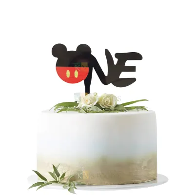 1PC Black Acrylic ONE With Mickey Mouse Cake Topper First Happy Birthday Theme, 1st Birthday Celebration Cake Topper, One Number Theme Cake Topper Children&#39;s Cartoon Cake Topper DIY Cake Decorations