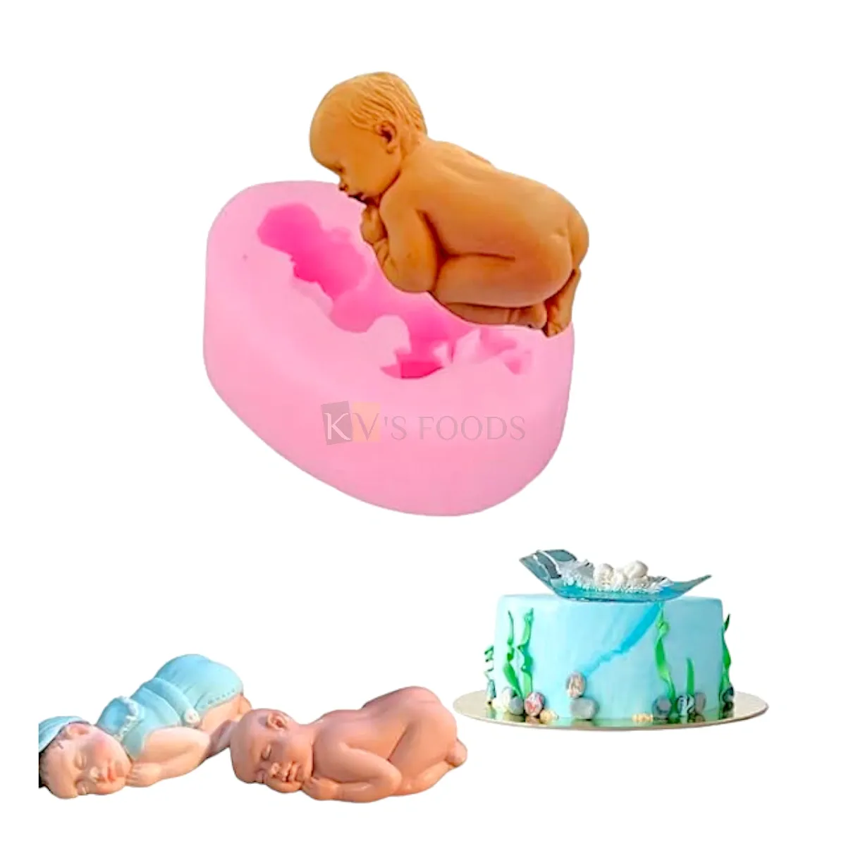 3D Slapen Baby Mallen voor Cake Decoreren Siliconen Fondant Chocolade Mold DIY Fondant Candy Making Mold voor Baby Shower Verjaardagsfeestje Cake Decoratie