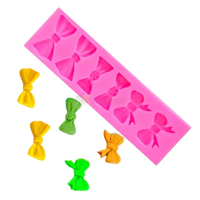 1 PC Silicone Fondant 3 Different Designs Bowknot Bow Chocolate Mould 6 Cavity, Kids Girls  Children&#39;s Happy Birthday Theme, Baby Shower Theme, Flexible Moulds DIY Cake Decorating Molds