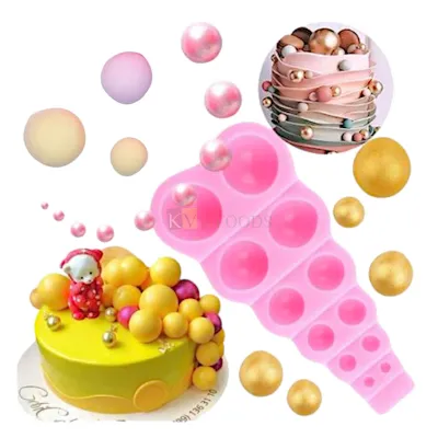 1 PC Silicone Fondant Different Sizes Pearls Shape, Round Half Circle Beads, Ball Shape Hemisphere Moulds Wedding Anniversary Cakes Decoration Happy Birthday Baby Shower Theme Flexible Moulds