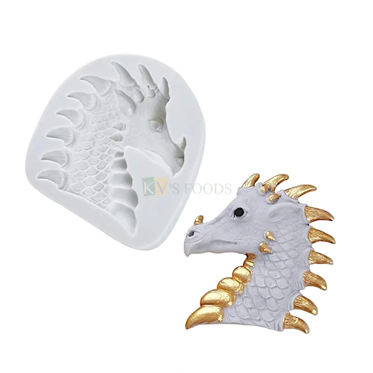 1 PC Silicone Fondant Dragon Head Fondant Cake Chocolate Mould 1 Cavity, Kids Girls Boys Children&#39;s Happy Birthday Theme, Animal Theme, Flexible Sugar Paste Gum PasteDIY Cake Decorating Molds
