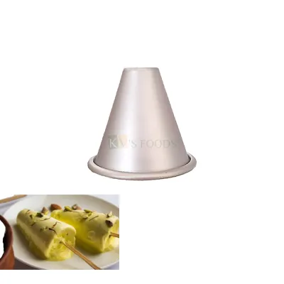 1PC Aluminium Non Stick Silver Ice Cream Large Kulfi Mould, Small Dome Shape Moulds for Doll Cakes Conical Kulfi Maker for Children Adults Kitchen Tool Set Round Ice Cream Tub Mold DIY Cake Decoration