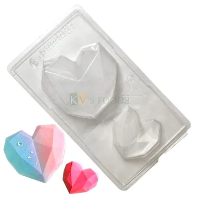 1 PC Size 11.4 x 6.5 Inches, Thickness 1.6, 1.3 Inch, Rectangle Big Small 2 Cavity Geometrical Pinata Heart PVC Chocolate Mould Transparent Candy Molds Gummy Jelly DIY Valentines Cake Decorations