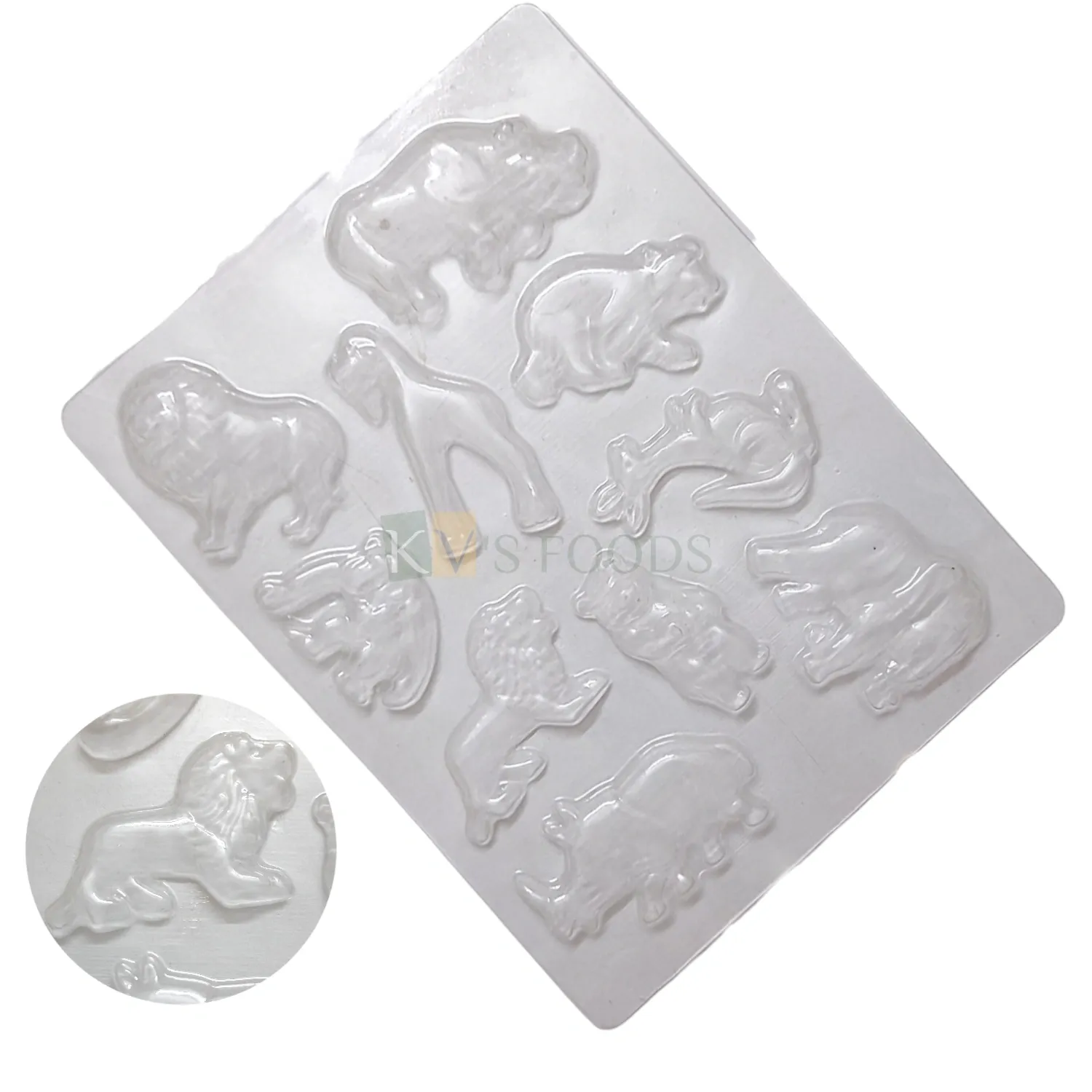1 PC Size 9.4 x 7.3 Inches, Thickness 1 cm Rectangle 10 Cavity Different Animals PVC Chocolate Mould Transparent Candy Molds Chocolate Garnishing Gummy Jelly Ice Cube Making DIY Cake Decorations
