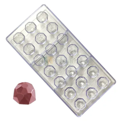 1 PC Size 10.7 x 5.2 Inches, Thickness 1 Inch Rectangle 21 Cavity Hexagonal Semi Circle Shape Polycarbonate Chocolates Mould, Gummy Jelly Candy, Ice-cubes Mold  Birthday Theme DIY Cake Decorations