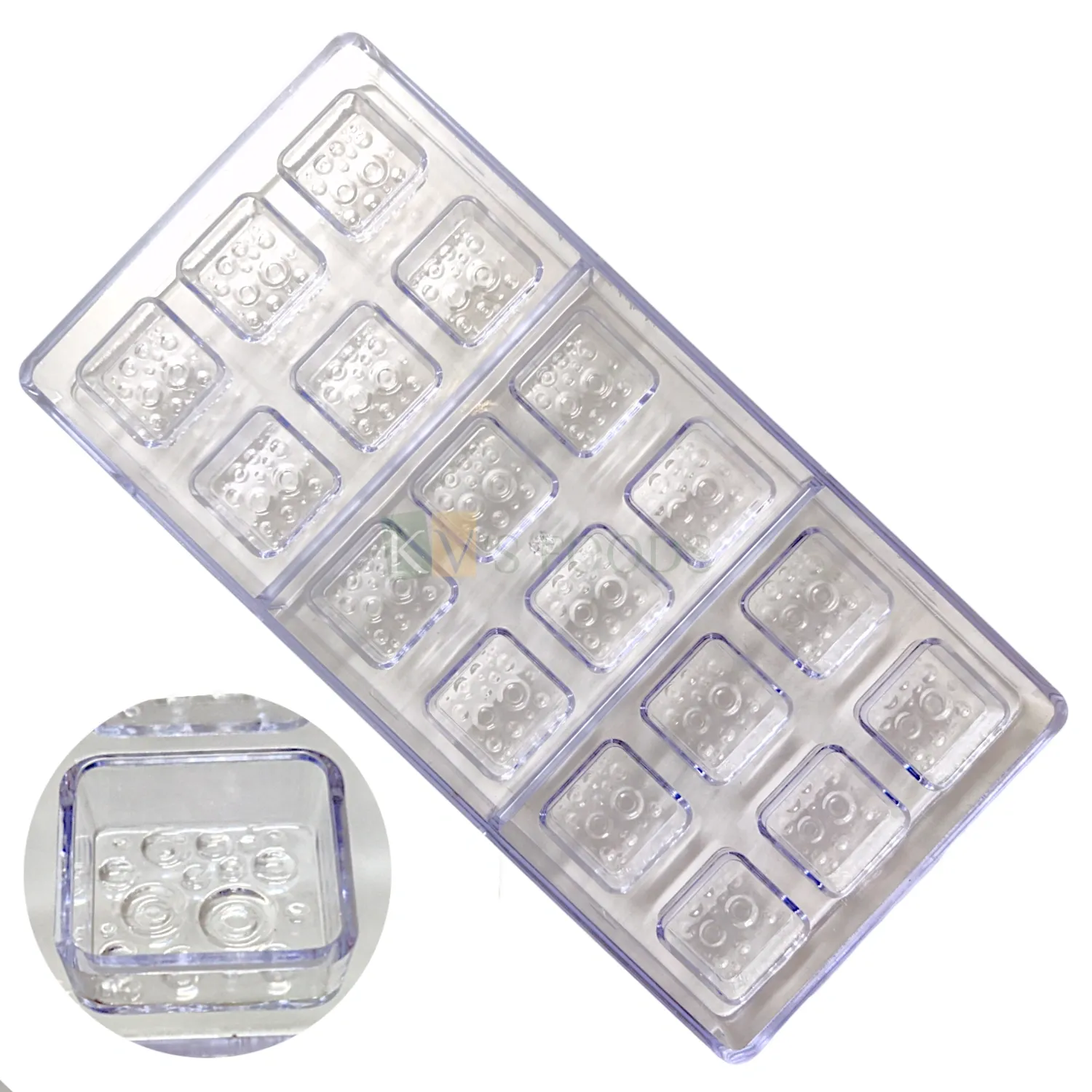 1 PC Size 10.7 x 5.2 Inches, Thickness 1 Inch Rectangle 18 Cavity Square Shape Polycarbonate Chocolate Mould, Gummy Jelly Candy, Ice-cubes Mold Birthday Theme DIY Cake Decorations