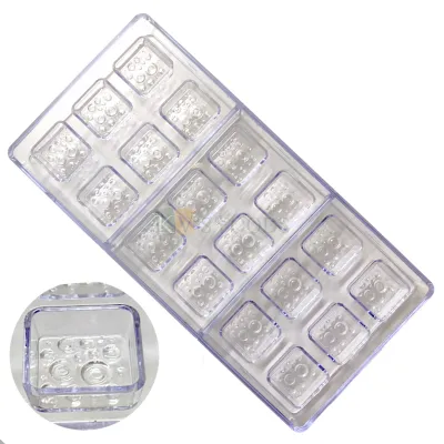 1 PC Size 10.7 x 5.2 Inches, Thickness 1 Inch Rectangle 18 Cavity Square Shape Polycarbonate Chocolate Mould, Gummy Jelly Candy, Ice-cubes Mold Birthday Theme DIY Cake Decorations