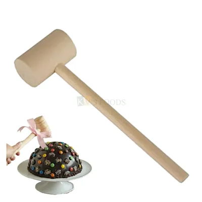 1PC Cream Colour Wooden Pinata Chocolate Cake Hammer, Mallet, Ice Crushed, Multifuctional Round Head Hammer, Surprise Cakes,  Handtool Birthday Theme Tools Cake Accessories