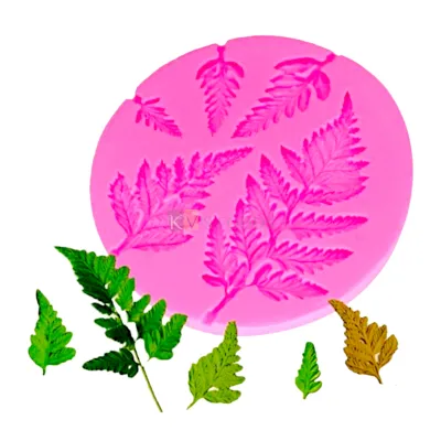 1 PC Silicone Fondant Mimosa Fern Succulent Leaves Chocolate Mould 5 Cavity, Nature Mini Garden Cake Theme, Happy Birthday Theme Multicoloured Leaf Cakes, Flexible Moulds, Gumpaste Sugarpaste Moulds