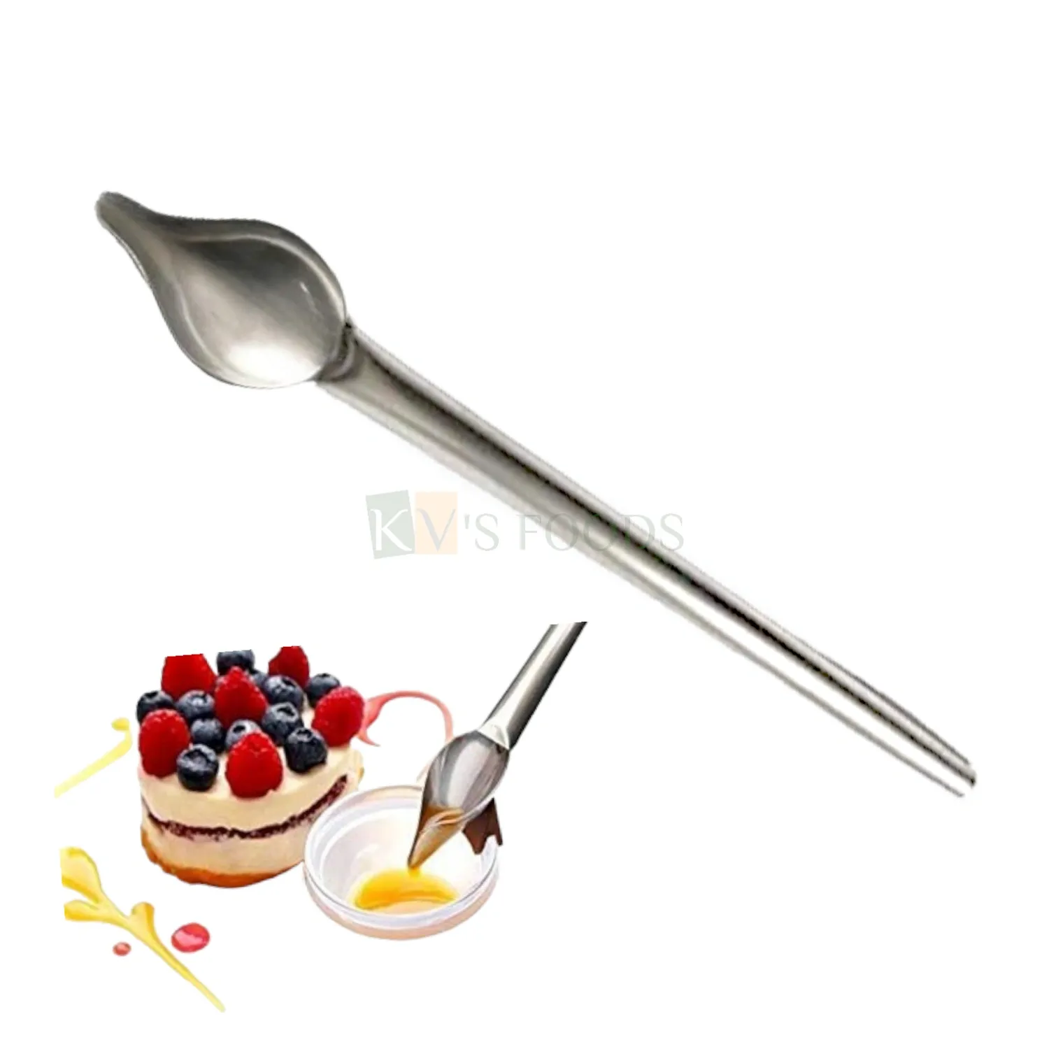 1 PC Stainless Steel Silver Colour Large Drizzling Spoon 8.8 Inch Long for Decorating Cakes, Cupcakes, Cookies, Brownies,  Garnishing, Chocolate Spoon Decorating Pencil Writing DIY Plate Decorations
