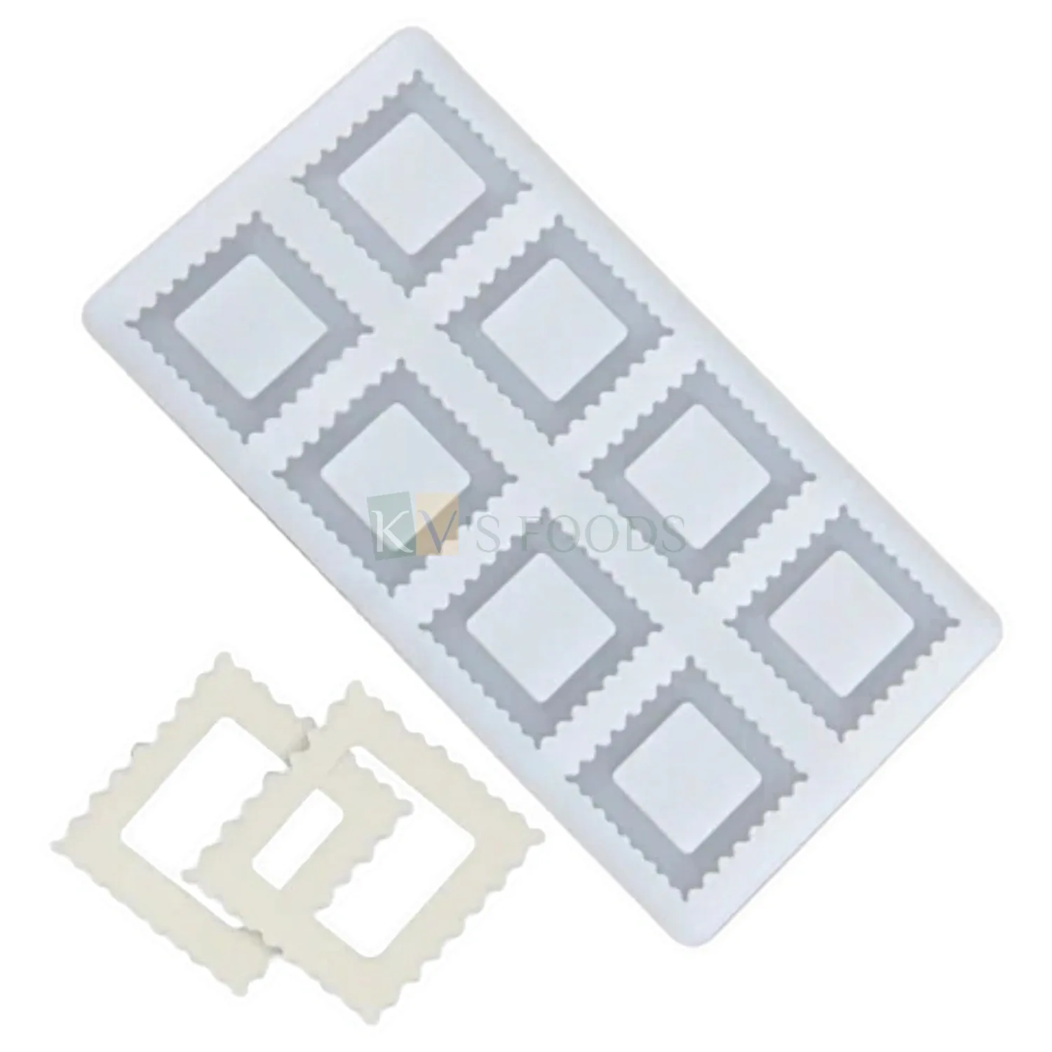 1 PC White Transparent 8 Cavity Hollow Square Shape Silicon Chocolate Garnishing Sheet Moulds, Sugar-craft, Cake Dessert Insert, Ice Cream Cake Decoration Candy, Fondant DIY Food Decor Mold