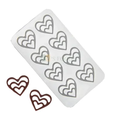 1 PC White Transparent 8 Cavity Hollow Hearts Inside Design Shape Silicon Chocolate Garnishing Sheet Moulds Sugar-craft, Cake Dessert Insert, Ice Cream Cake Decoration Candy, Fondant,  DIY Food Decor