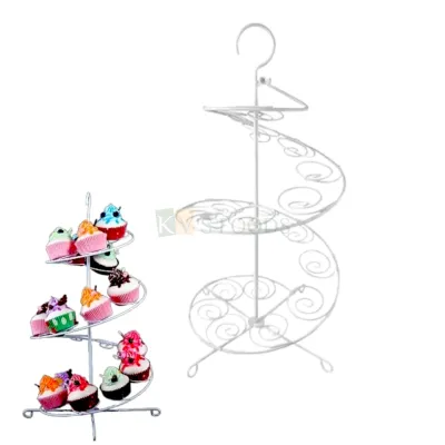 1 PC Spiral 19 Cupcake Stand, Size Length 11.8 Inch, Height 17 Inch for Birthday Party, White Metal Table Decorations for Wedding, Anniversary Party Celebrations DIY Cake Decorations