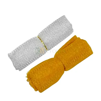 1 PC Golden or Silver Net for Decoration &amp; Gift Packing (Size: Width 25 inch , 2 mtr Length) Mesh Net for Flower Bouquet Gift Wrapping &amp; Trousseau Packing, Party Hall Decor, Sweets Wedding Cakes Boxes
