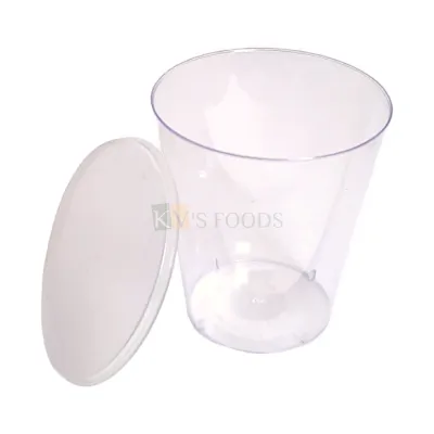 10 PCS Size 2.9 x 2.9 Inch Height 3.5 Inch, Capacity ~ 150 ML Acrylic Mousse Glass With Plastic Flat Lid Multi-Purpose Clear Transparent  Drink Reusable Birthday Christmas Party Glass for Pudding