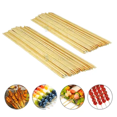 60 PCS Approx. Medium Large Multipurpose 8, 10 Inch Skewers for BBQ Bamboo Stick Roast Fork Set Disposable Wooden Dessert Dinner Fork, Fruit Toothpick Salad Fork, Serving Fork Set, Grilled Kebab Stick