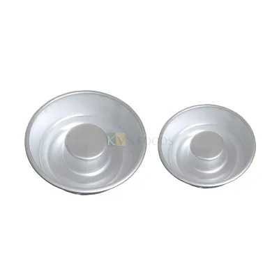 1PC 2 Different Sizes Baking Aluminium Round Doughnut Ring Cake Mould Bakeware Pan Mould, Small 400Gm, Medium 600Gm for Volcano, Bundt, Mousse Pudding Cheese Chocolate Cakes Mould Tins Tray for Oven
