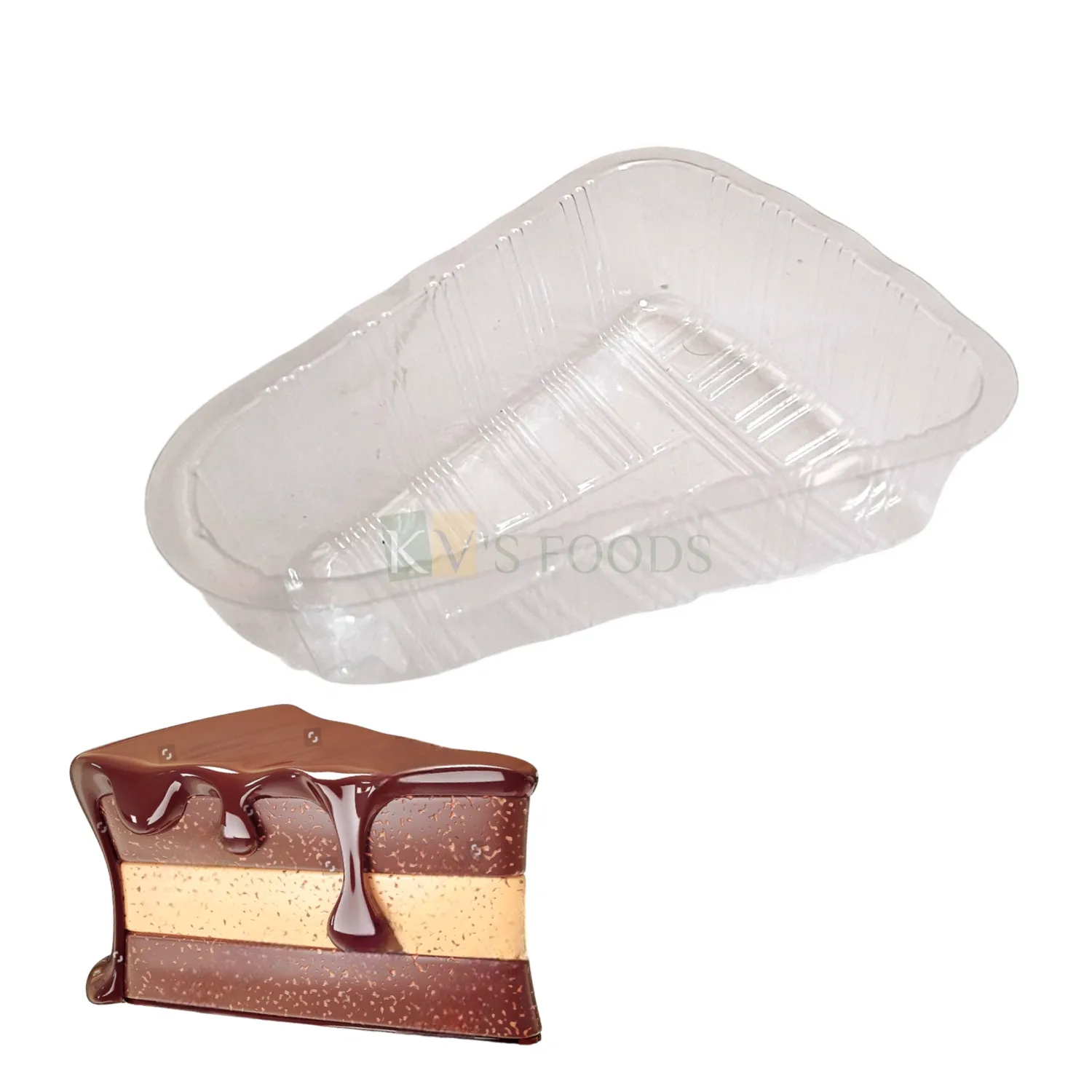 50 PCS Size 3.8 x 3.4  Inches, Height 1.1 Inches Capacity ~100 Grams Transparent Plastic Triangle Pastry Pacakging Tray  Disposable Box, Bakery Accessories, Pastry Deep Container