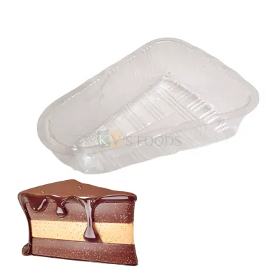 50 PCS Size 3.8 x 3.4  Inches, Height 1.1 Inches Capacity ~100 Grams Transparent Plastic Triangle Pastry Pacakging Tray  Disposable Box, Bakery Accessories, Pastry Deep Container
