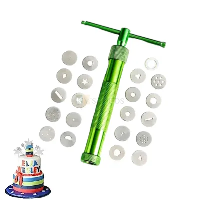 21 PCS Metal Fondant Extruder Professional Tools for Cake Designing Sculpture Modeling Professional Tool Polymer Modeling Ceramic Crafts, 20 Disc and 1 Extruder, Baby Shower Wedding Anniversary Theme