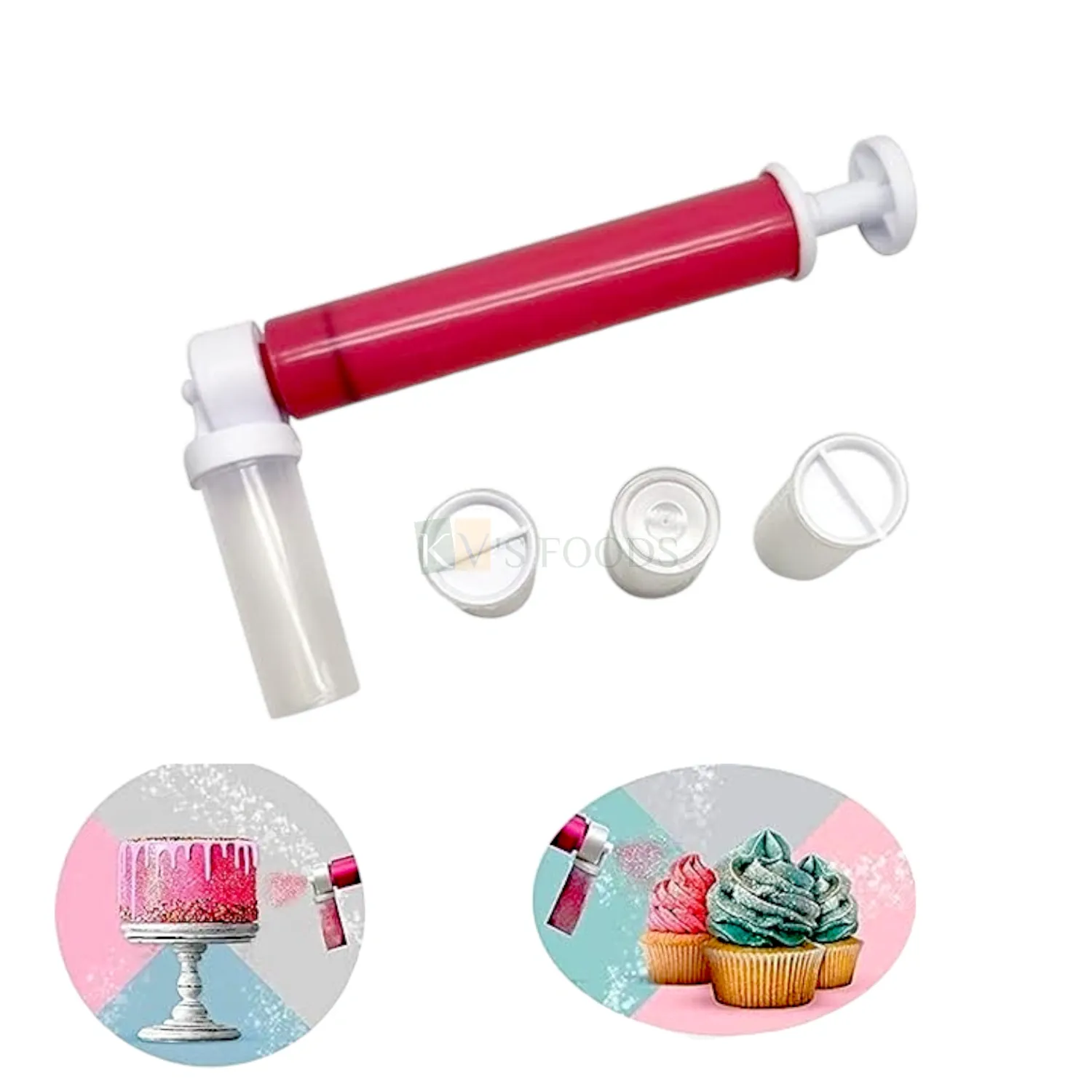 5 PCS Shimmer Pump Manual Airbrush For Cake Colouring, With 4pcs Cake Spray Tube DIY Baking Cake Spray Gun for Decorating Cake, Cupcake, Candy, Dessert and Chocolates, Glitter Shining Cakes
