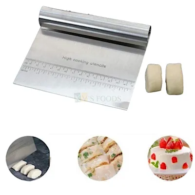 1 PC Silver Stainless Steel Multipurpose Small Scraper Length 15 cm, Smoother with Scale Cutting Knife for Icing Cakes Desserts Shaping Craft Tools Dough Cutter Edge Smoothners Kitchen Accessories