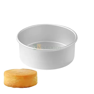 1PC Size Diameter 8 Inch, Height 2.5 Inch Capacity ~ 700 Grams Aluminium Baking  Pan Silver Circle Round Small Loaf Bread Cake Mould Bakeware Mousse Pudding Cheese Cake Containers Tins Tray for Ovens