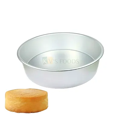1PC Size Diameter 9 Inch, Height 3 Inch Capacity ~ 1.5 Kg  Aluminium Baking Pan Silver Circle Round Loaf Bread Cake Mould Bakeware Mousse Pudding Cheese Cake Containers Tins Tray for Ovens