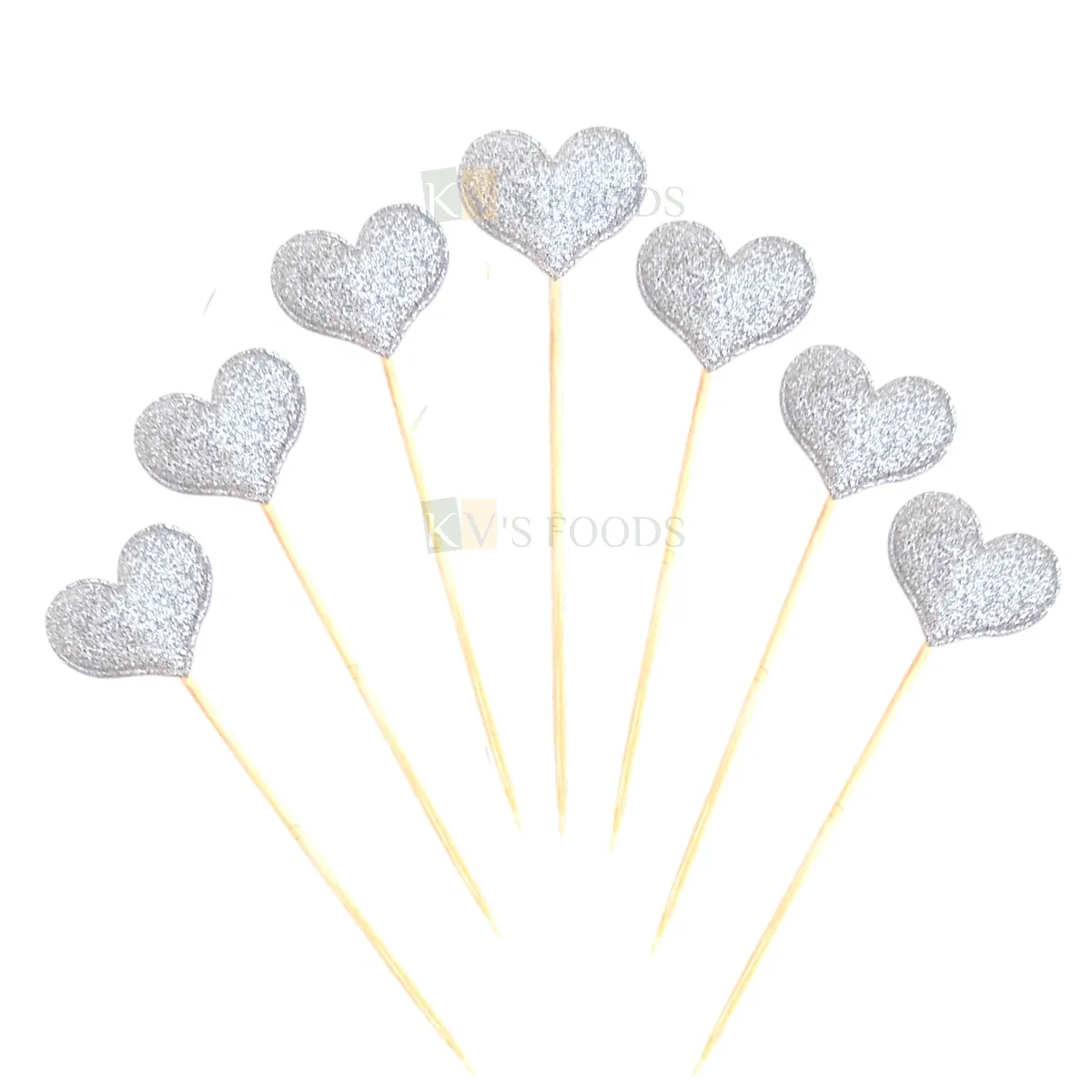 10 PCS Shiny Glittery Multicoloured Colour Heart Shape Toothpick Cake Topper Cupcake Toppers Wedding New Years Cakes Decorations Happy Birthday Theme Fruit Pick Bamboo Toothpicks DIY Cake Decorations