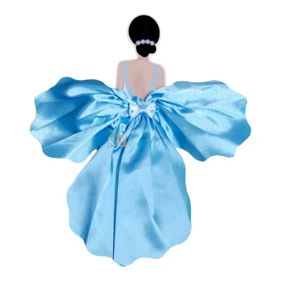 1PC Girl Lady Women Back with Blue Silk Chiffon Gauze Skirt Non-Woven Fabric Cake Topper for Bride Wedding, Mother&#39;s Day, Women&#39;s Day Theme, Cake Topper Insert Cake Decoration Accessories